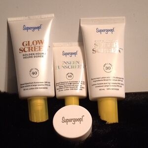 Supergoop! Glow, Unseen, and Sheer Sunscreen Trio